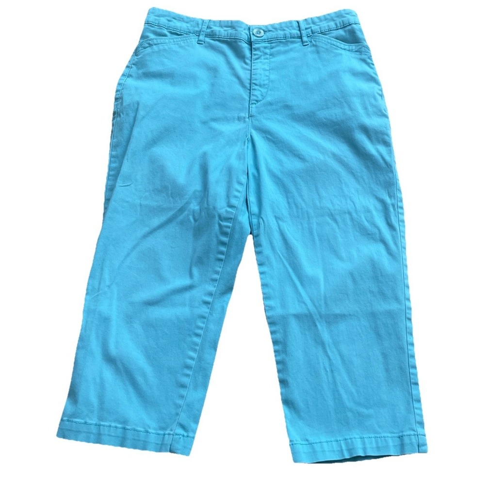 Gloria Vanderbilt Denim Khaki Unitd Capri Turquoise Women's Size 8‎